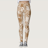 Digitales Licht braun Pixel kleine Quadrate Leggings (Vorderseite)