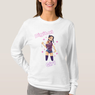 digitales Mädchen mit Sternen T-Shirt