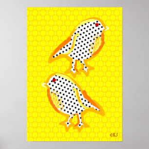digitales Malereiplakat "der gelben Vögel" Poster