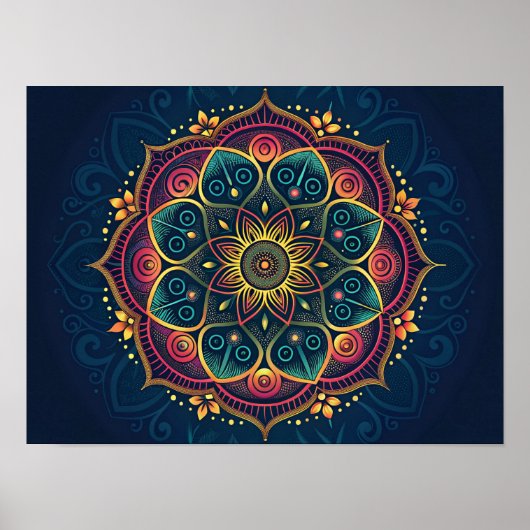Digitales Mandala: Ein Kaleidoskop Poster (Vorne)
