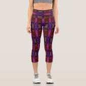 Digitales mehrfarbiges Muster Capri Leggings (Vorderseite)