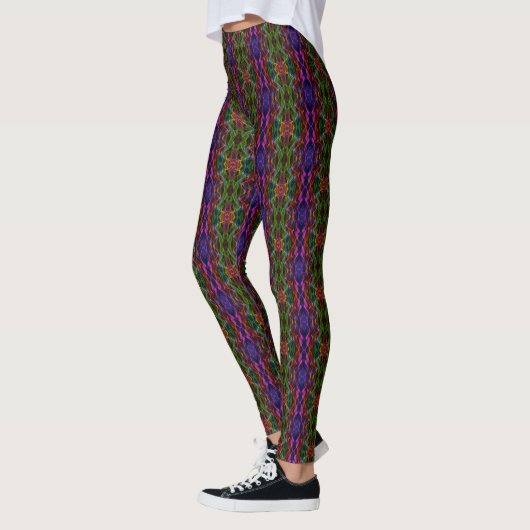 Digitales mehrfarbiges Retro-Muster Leggings (Links)