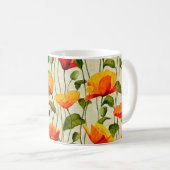 Digitales Papier-Mohnblumen-Muster Kaffeetasse (VorderseiteRechts)