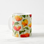 Digitales Papier-Mohnblumen-Muster Kaffeetasse (Vorderseite Links)