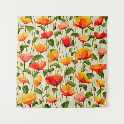 Digitales Papier-Mohnblumen-Muster Wandteppich (Vorderseite)