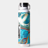 Digitales personalisiert-Blau- und Braunblau-Marmo Trinkflasche (Rückseite)