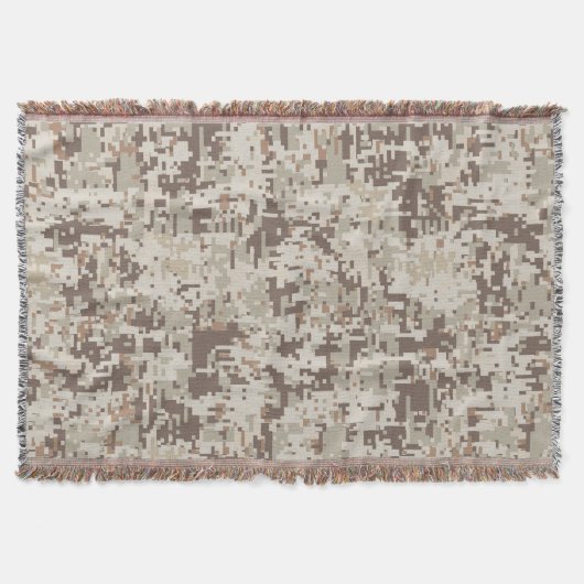 Digitales Pixel-Beige-Camouflage im Wüstenstil Decke (Vorderseite)