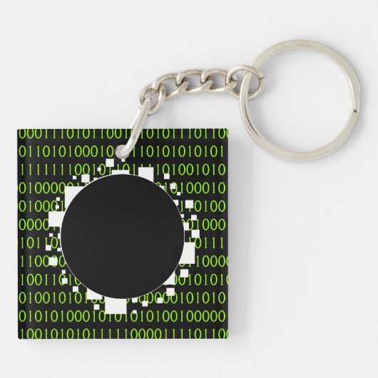 Digitales Portal Binary Code White Green 1s Abyss Schlüsselanhänger (Rückseite)