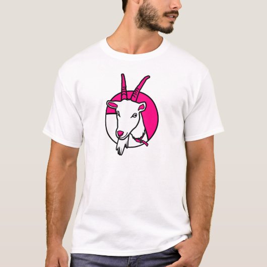 Digitales Portrait des rosa Comic Goat T-Shirt (Vorderseite)
