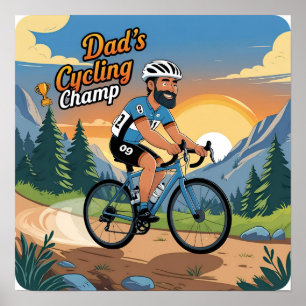 Digitales Poster-Print des Vaters im Cycling Champ Poster