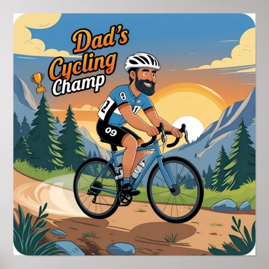 Digitales Poster-Print des Vaters im Cycling Champ Poster (Vorne)
