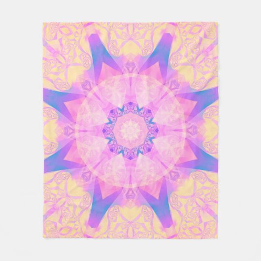 Digitales Retro abstrakte Mandala. Helle Blume. Be Fleecedecke (Vorderseite)
