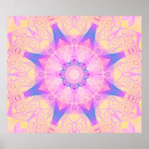 Digitales Retro abstrakte Mandala. Helle Blume. Be Poster
