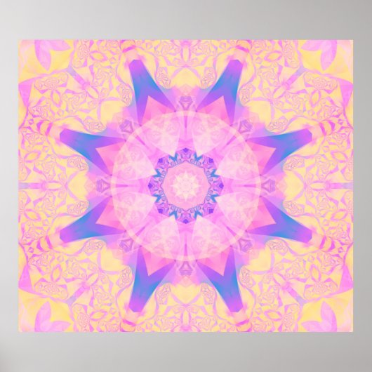 Digitales Retro abstrakte Mandala. Helle Blume. Be Poster (Vorne)