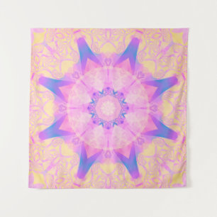 Digitales Retro abstrakte Mandala. Helle Blume. Be Wandteppich