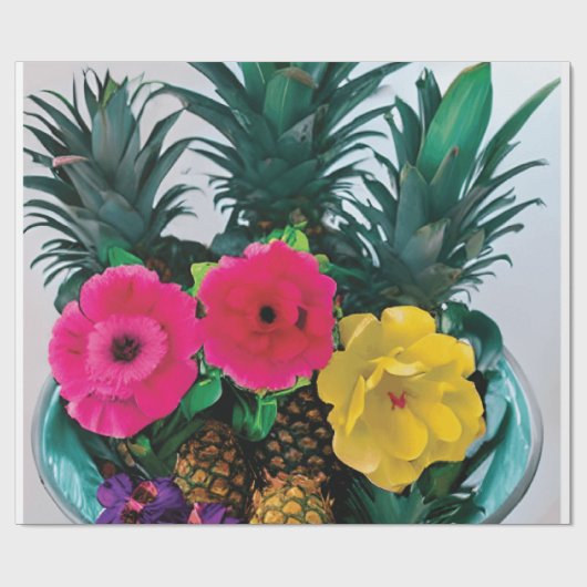 Digitales Verpackungspapier mit Ananas-Akzent Geschenkpapier (Flach)