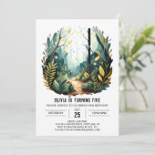 Digitales Waldabenteuer Woodland Geburtstag Einladung (Stehend Vorderseite)