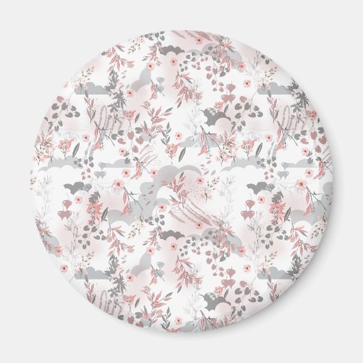 Digitalflorale Muster auf Pastellfarben Magnet (Vorne)