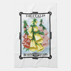 Digitalis-Samenpackett-Etikett Geschirrtuch