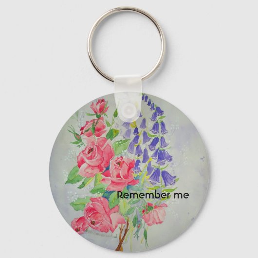 Digitalis und Rose Schlüsselanhänger (Vorderseite)