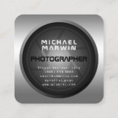 Digitalkamera im Silber-Stil - Visitenkarte (Rückseite)