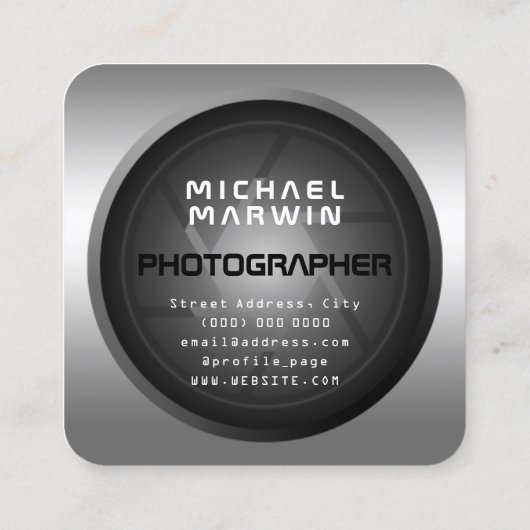 Digitalkamera im Silber-Stil - Visitenkarte (Rückseite)