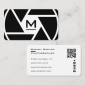 Digitalkamera-Objektiv-Monogramm-Fotograf Visitenk Visitenkarte (Vorne/Hinten)