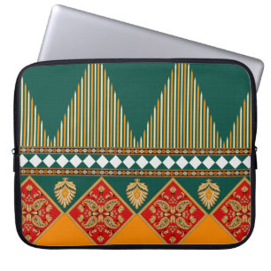 Digitaltextildesignmotiv mit geometrischer Bordüre Laptopschutzhülle