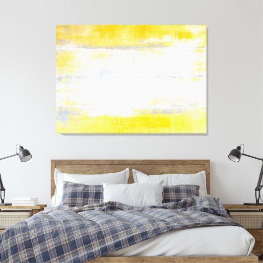 'Digits' Graue und gelbe Abstrakte Kunstkanvas dru Leinwanddruck (Insitu (Schlafzimmer))