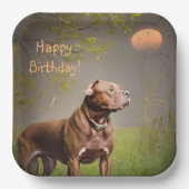 Dignified Brown Pitbull Pappteller (Vorderseite)