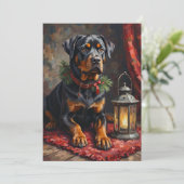 Dignified Rottweiler Dog Christmas Lantern Feiertagskarte (Stehend Vorderseite)