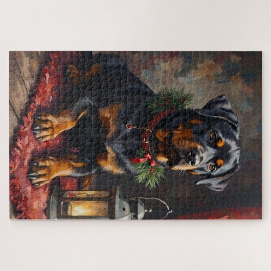 Dignified Rottweiler Dog Christmas Lantern Puzzle (Horizontal)