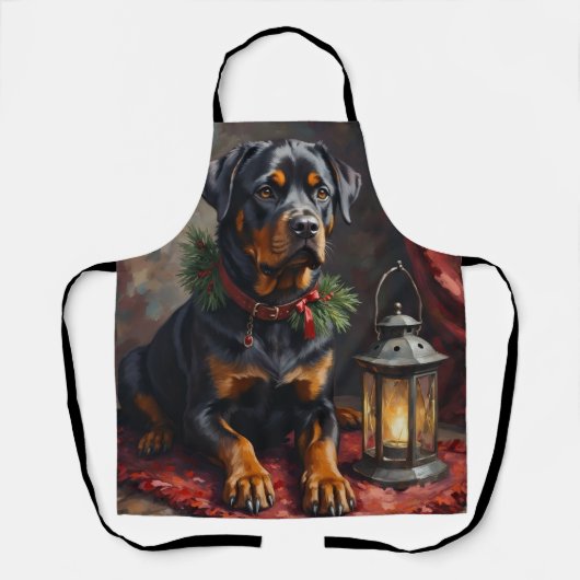 Dignified Rottweiler Dog Christmas Lantern Schürze (Vorderseite)