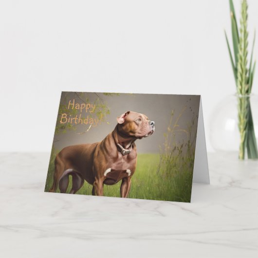 DignifiedBrown Pitbull Geburtstagskarte Dankeskarte (Vorderseite)