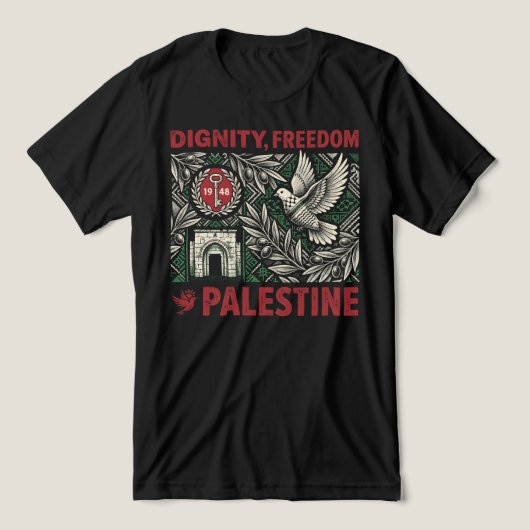 Dignity, Freedom, Palestine Tri-Blend Shirt (Design Vorderseite)