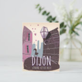 Dijon France Vintage Reiseplakat Postkarte (Stehend Vorderseite)
