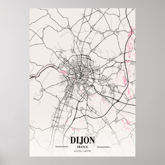 Dijon - Frankreich Neapolitan City Map Poster (Vorne)