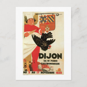 Dijon-Hähnchen Vintage-Lebensmittelwerbung Kunst Postkarte