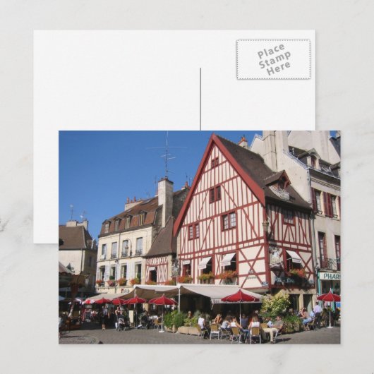 Dijon, Kaffeezeit Postkarte (Vorne/Hinten)