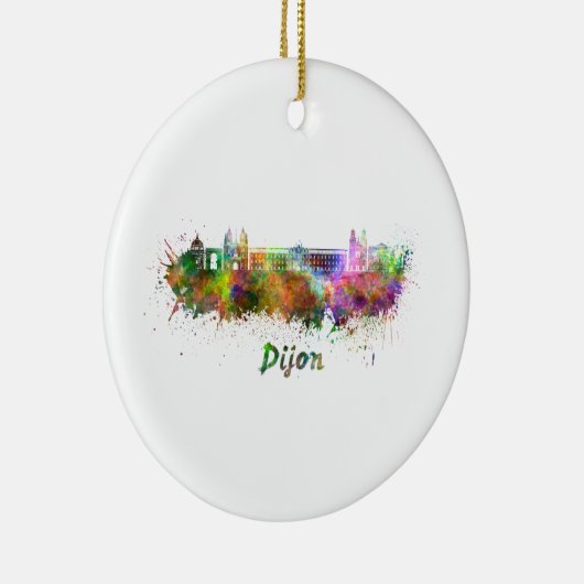 Dijon skyline im Watercolor Keramikornament (Rechts)
