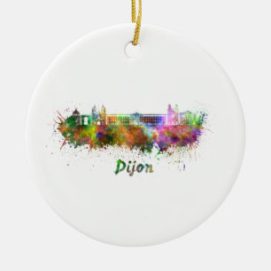 Dijon skyline im Watercolor Keramikornament