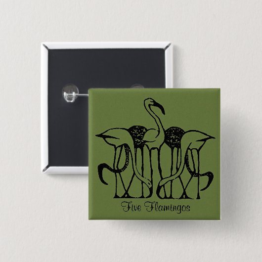 Dijsselhof - Fünf Flamingos, schöne Kunst, Button (Vorne & Hinten)