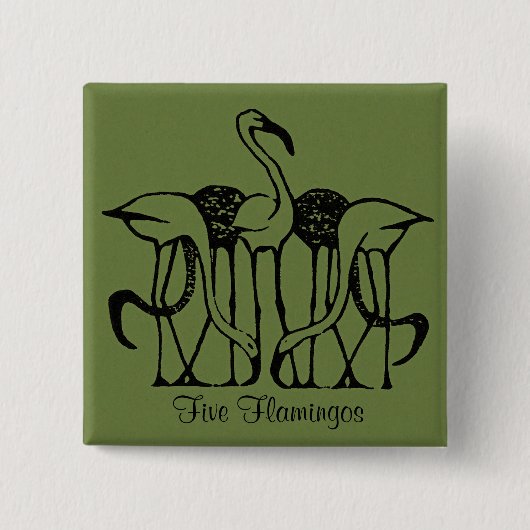 Dijsselhof - Fünf Flamingos, schöne Kunst, Button (Vorderseite)