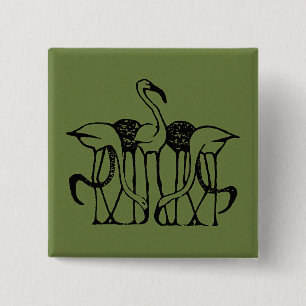 Dijsselhof - Fünf Flamingos, schöne Kunst, Button