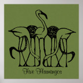 Dijsselhof - Fünf Flamingos, schöne Kunst, Poster (Vorne)