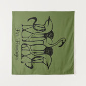 Dijsselhof - Fünf Flamingos, schöne Kunst, Wandteppich (Vorderseite (Horizontal))