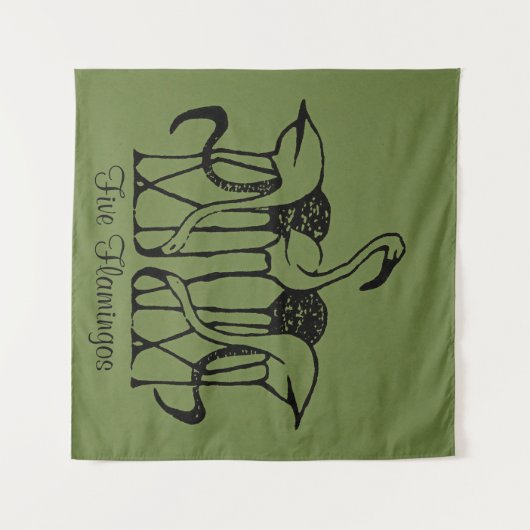 Dijsselhof - Fünf Flamingos, schöne Kunst, Wandteppich (Vorderseite (Horizontal))