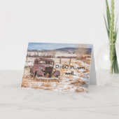 Dilapidated, Rusty Antique Auto in Snow Karte (Vorderseite)