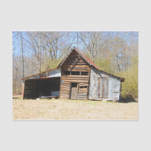 Dilapidden alten Stallenwald Seidenpapier (Vorderseite)