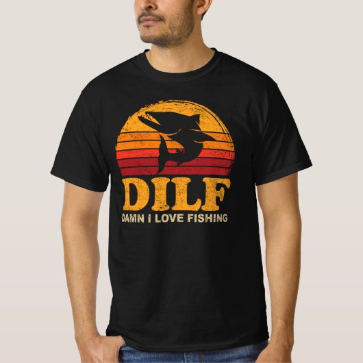 DILF I Liebe Angeln Barracuda Sprichwort Fischerei T-Shirt (Vorderseite)